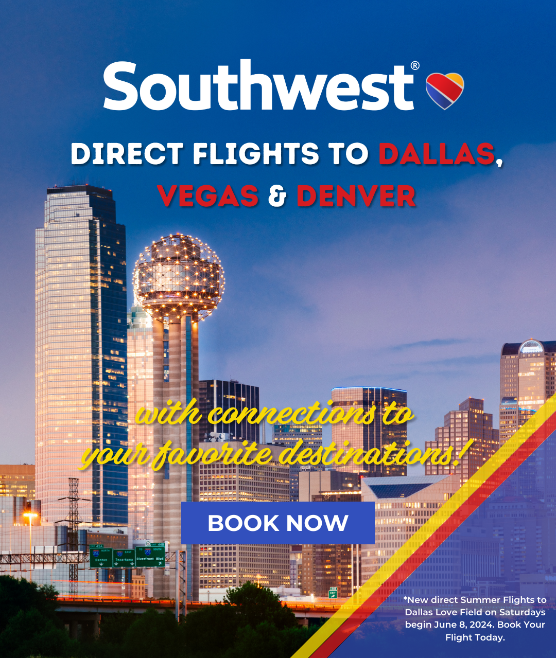 Southwest airlines mobile slider to Dallas, Vegas, and Denver 2